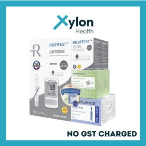 Rightest GM700SB Smart Glucometer + Test Strip 50s + Disposable Safety Lancet 50s (Free) + Alcohol Swab 50s (Free)