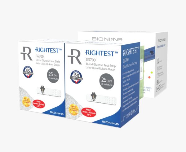 Rightest GM700SB Test Strip 50s + Twist Lancet 50s (Free) + Alcohol Swab 50s (Free)